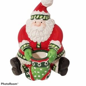Fitz & Floyd Christmas Candy Dish Stocking Stuffer Santa Collectible